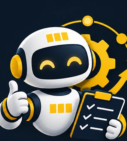 Mascote do SGCP com uma prancheta de verificação
